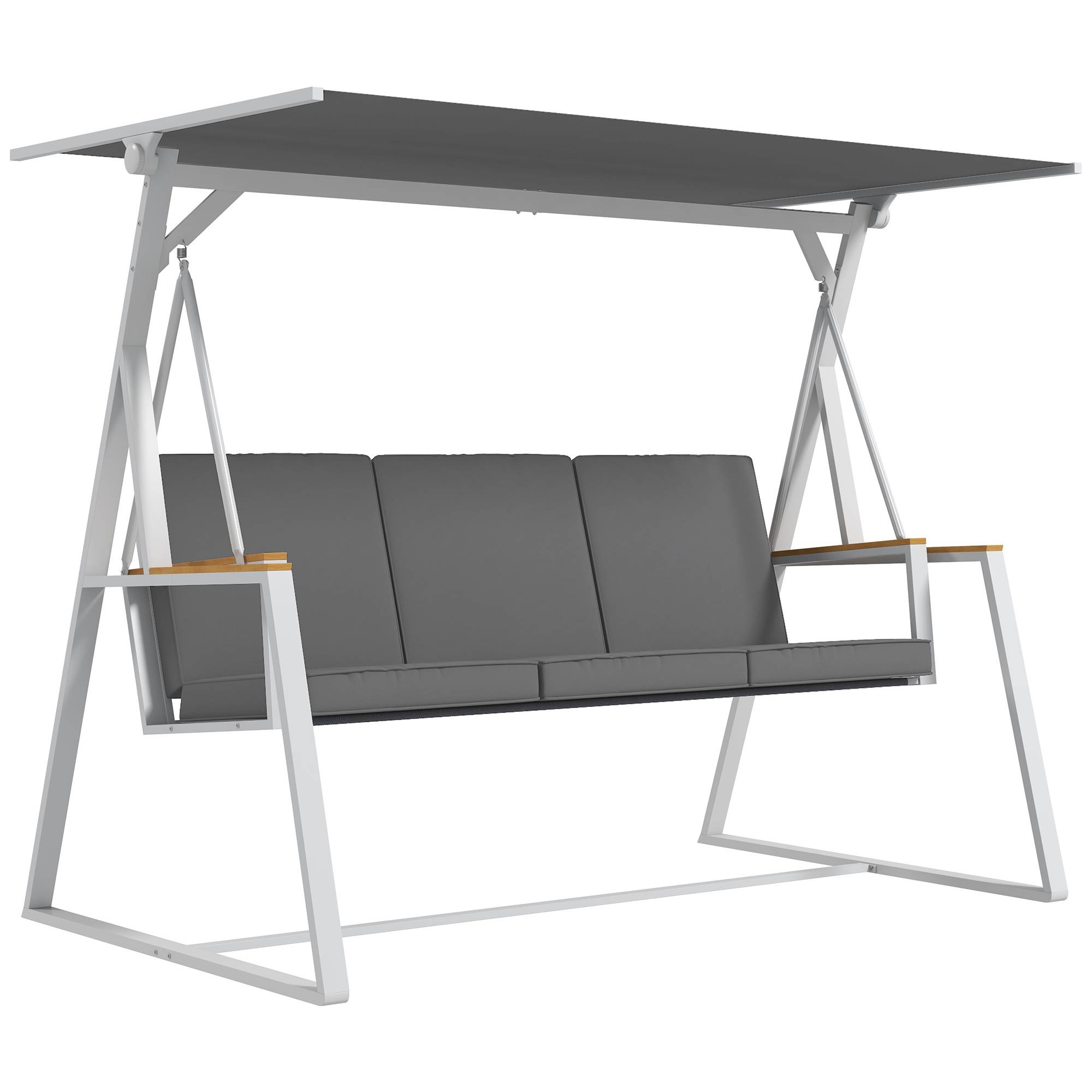 Balancelle de jardin 3 places acier maille respirante matelas toit réglable gris foncé - ComfortXL Outdoor Living - Image 1