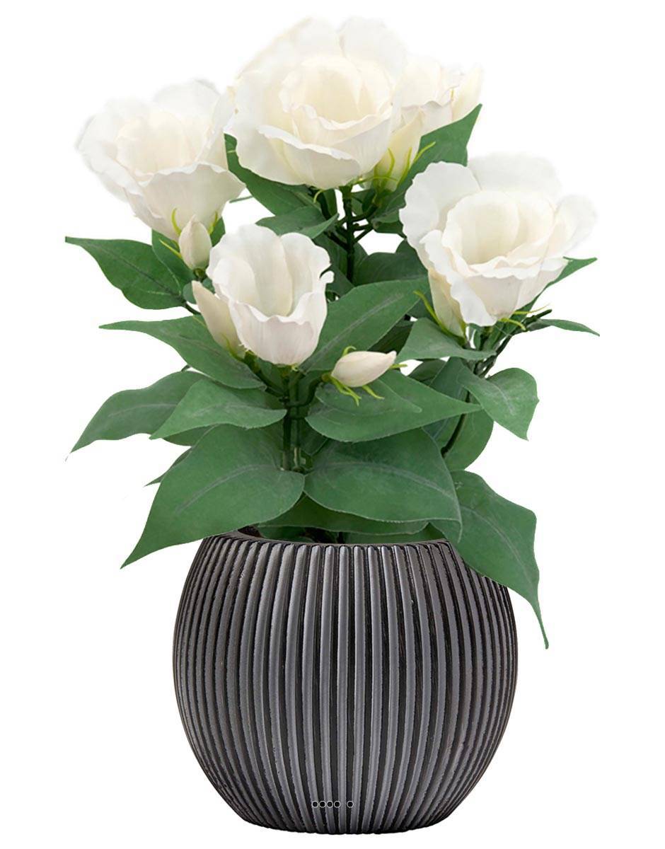 Artificielles - Eustoma artificiel en pot, 4 têtes de fleurs, H 30 cm Crème - couleur: Crème - Imagen 2