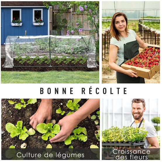 Mini serre tunnel Métal pour tomates et légumes Protection intempéries 250x100cm - ComfortXL Outdoor Living - Image 5
