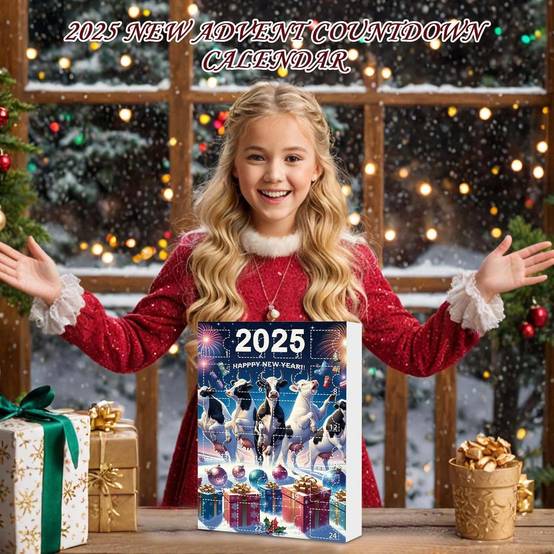 Calendrier de l’Avent de Noël 2025 vache cartoon blind box, 24 pendentifs mignons, décoration sapin Noël, cadeaux, fêtes et voiture - Imagen 4