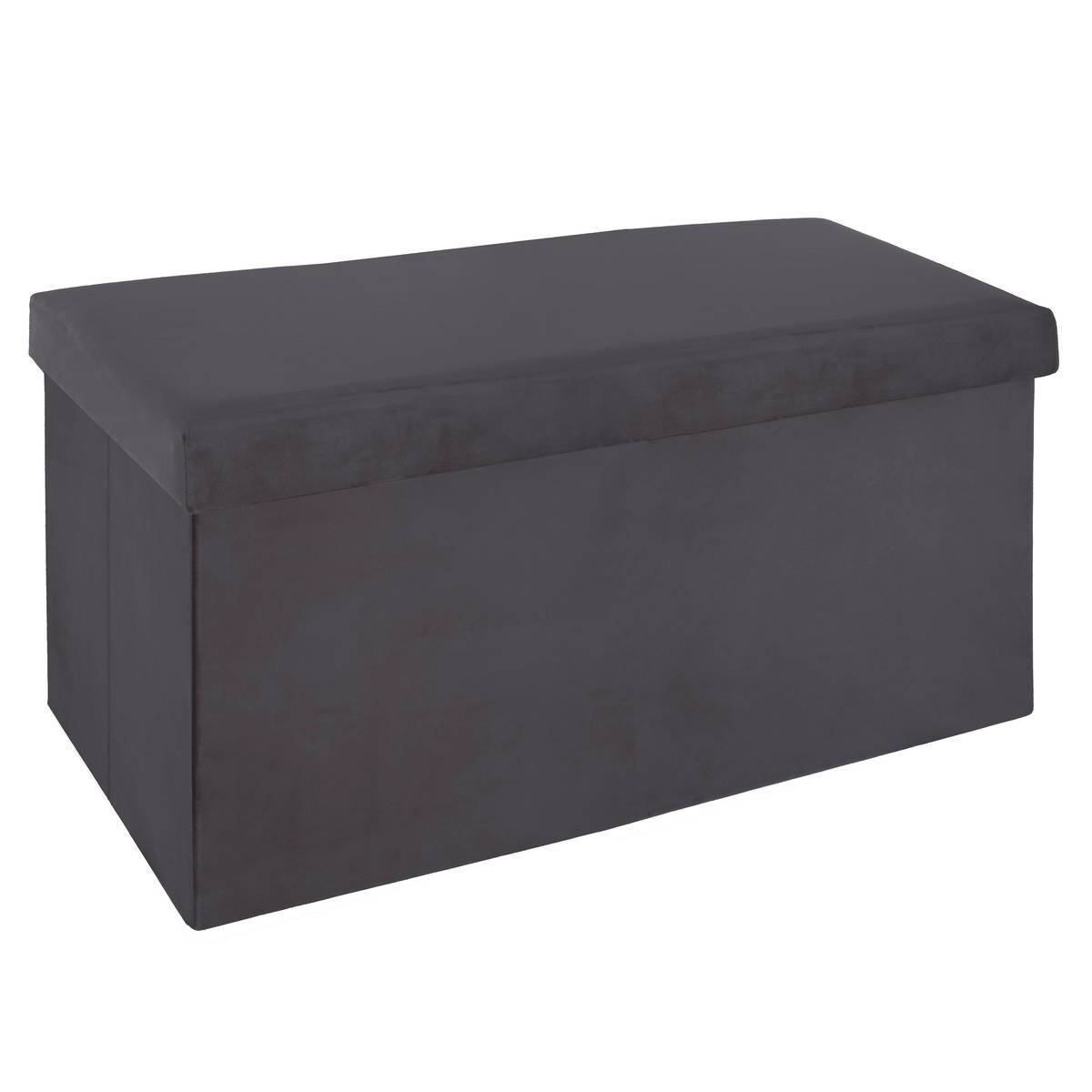Atmosphera - Pouf pliant double "Tess" velours gris - Atmosphera Créateur d'intérieur - Image 1