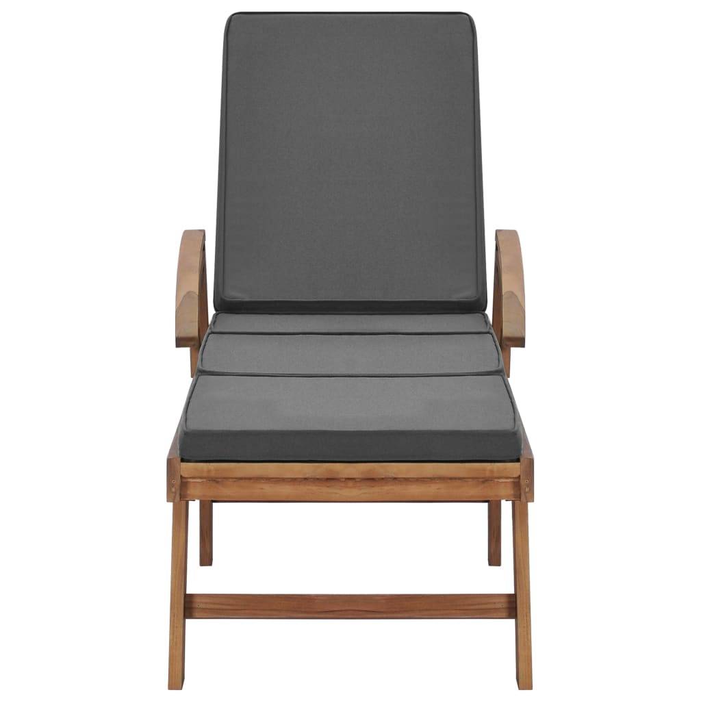 Helloshop26 - Lot de deux chaises longues 195 cm et coussins bois de teck solide gris foncé - Imagen 3