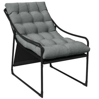 Fauteuil de jardin acier gris noir 62 x 110 x 88 cm - PANGIVO