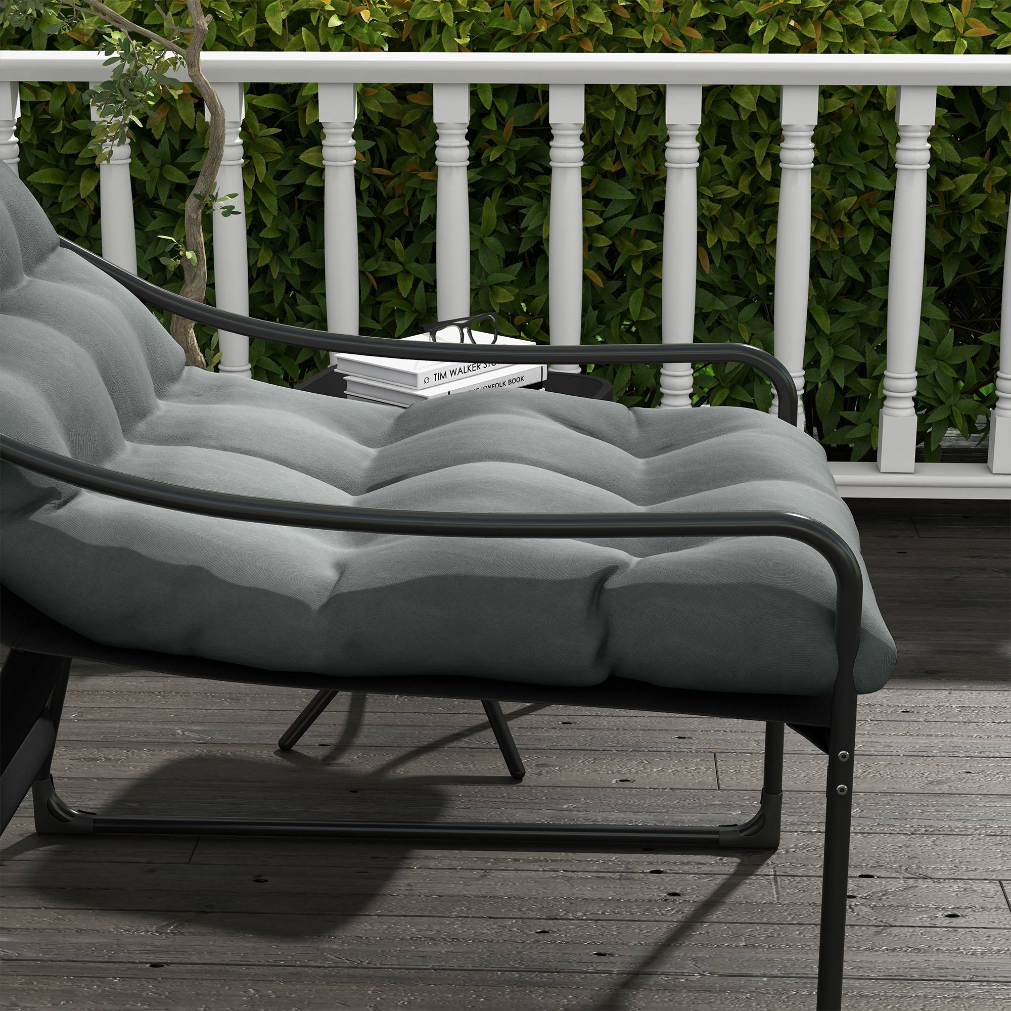 Fauteuil de jardin acier gris noir 62 x 110 x 88 cm - PANGIVO - Image 9