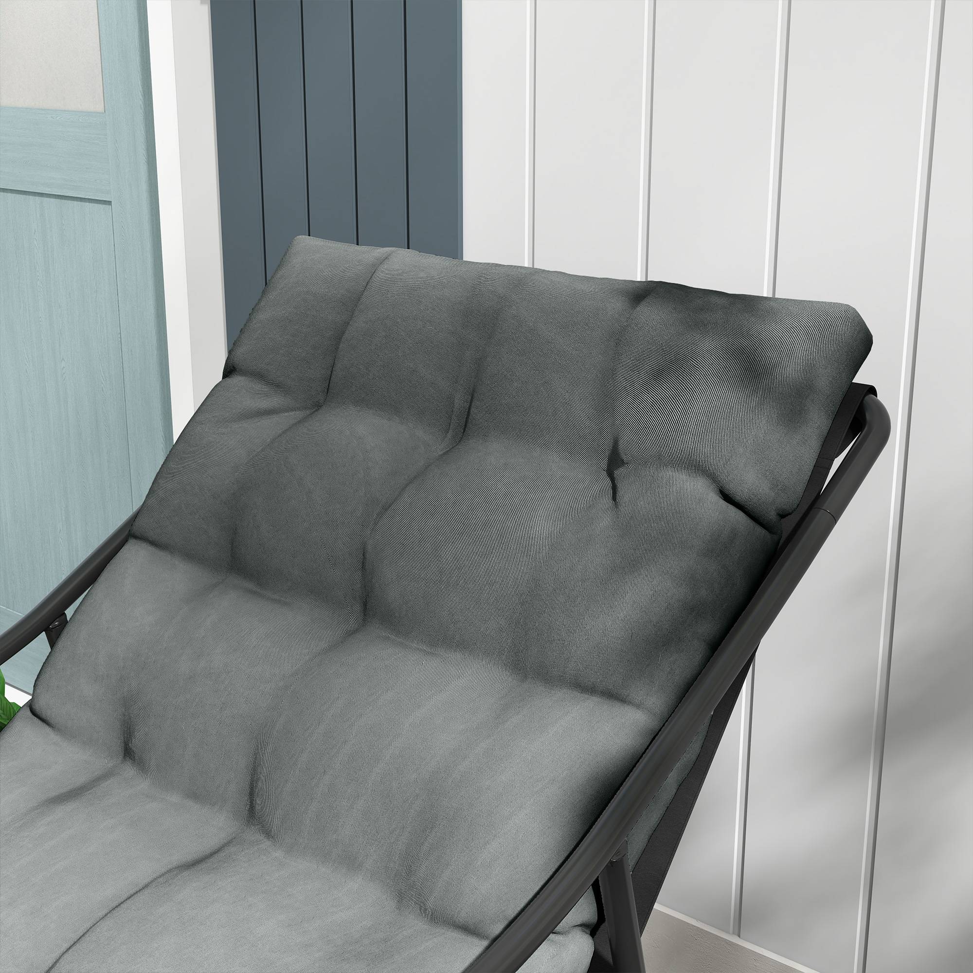 Fauteuil de jardin acier gris noir 62 x 110 x 88 cm - PANGIVO - Image 10