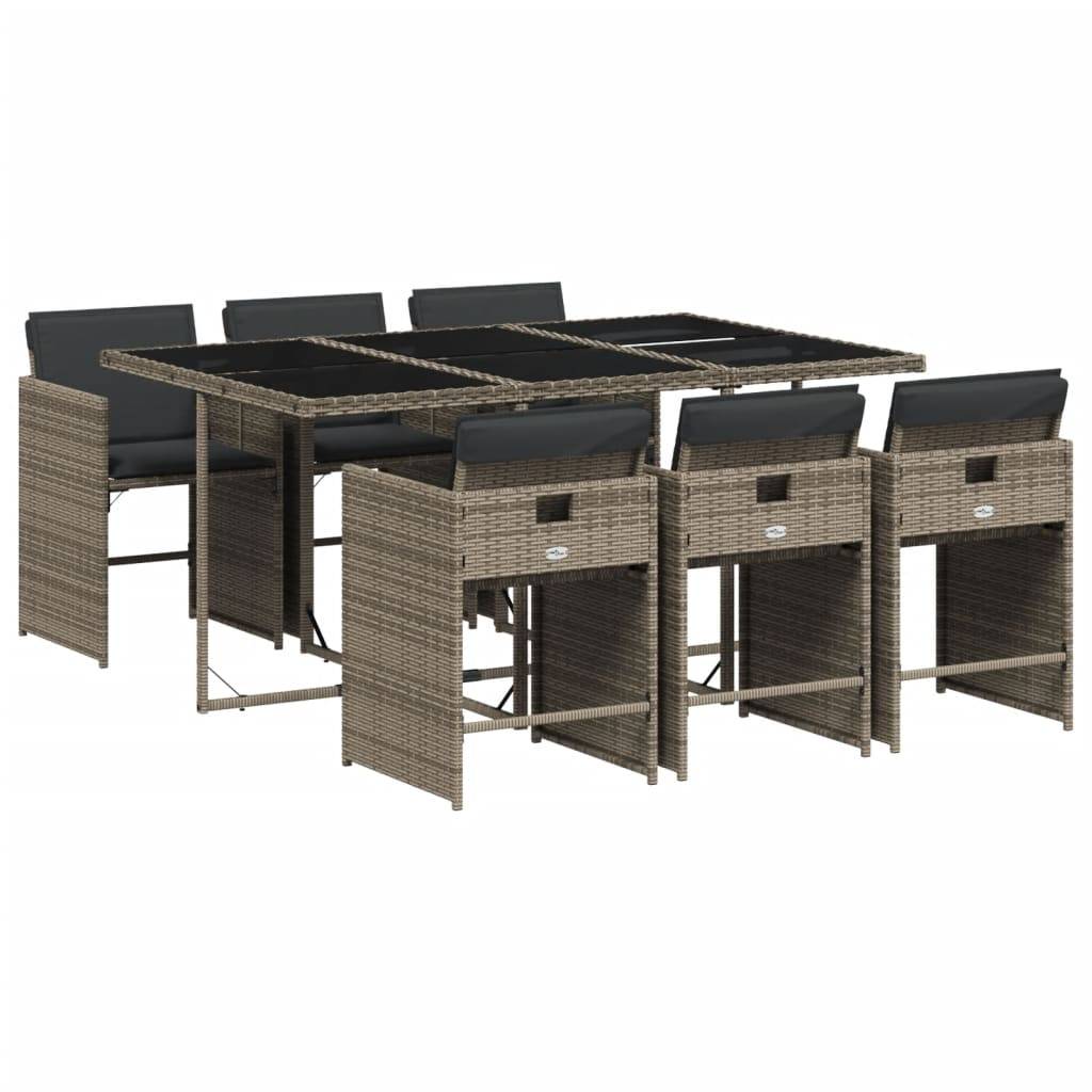 ComfortXL - Salon de jardin encastrable 7p Résine tressée Table verre trempé Gris – ComfortXL Outdoor Living - Image 2