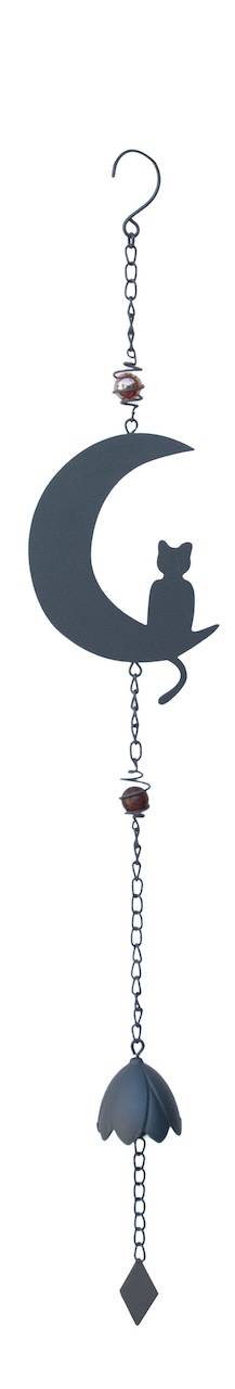 Louis Moulin - Carillon en forme de chat et de lune avec perles - anthracite - Louis Moulin