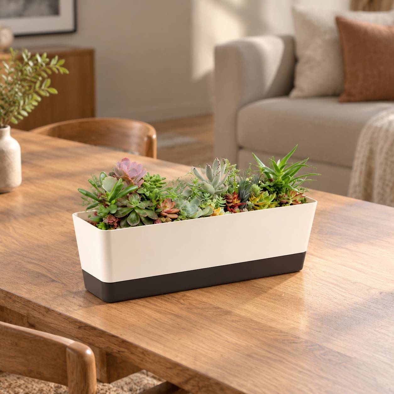 Lot de 3 Pots de Fleurs Rectangulaire Plastique Avec Plateau Drainage Etiquette Identification - Image 6
