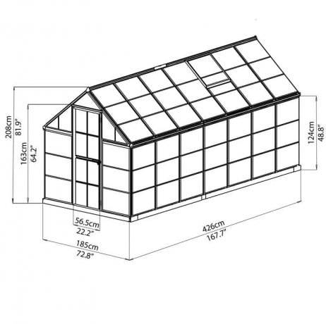 Canopia - Serre de jardin en polycarbonate Harmony 7,95 m², Couleur Argent, Ancrage au sol Oui - Imagen 6