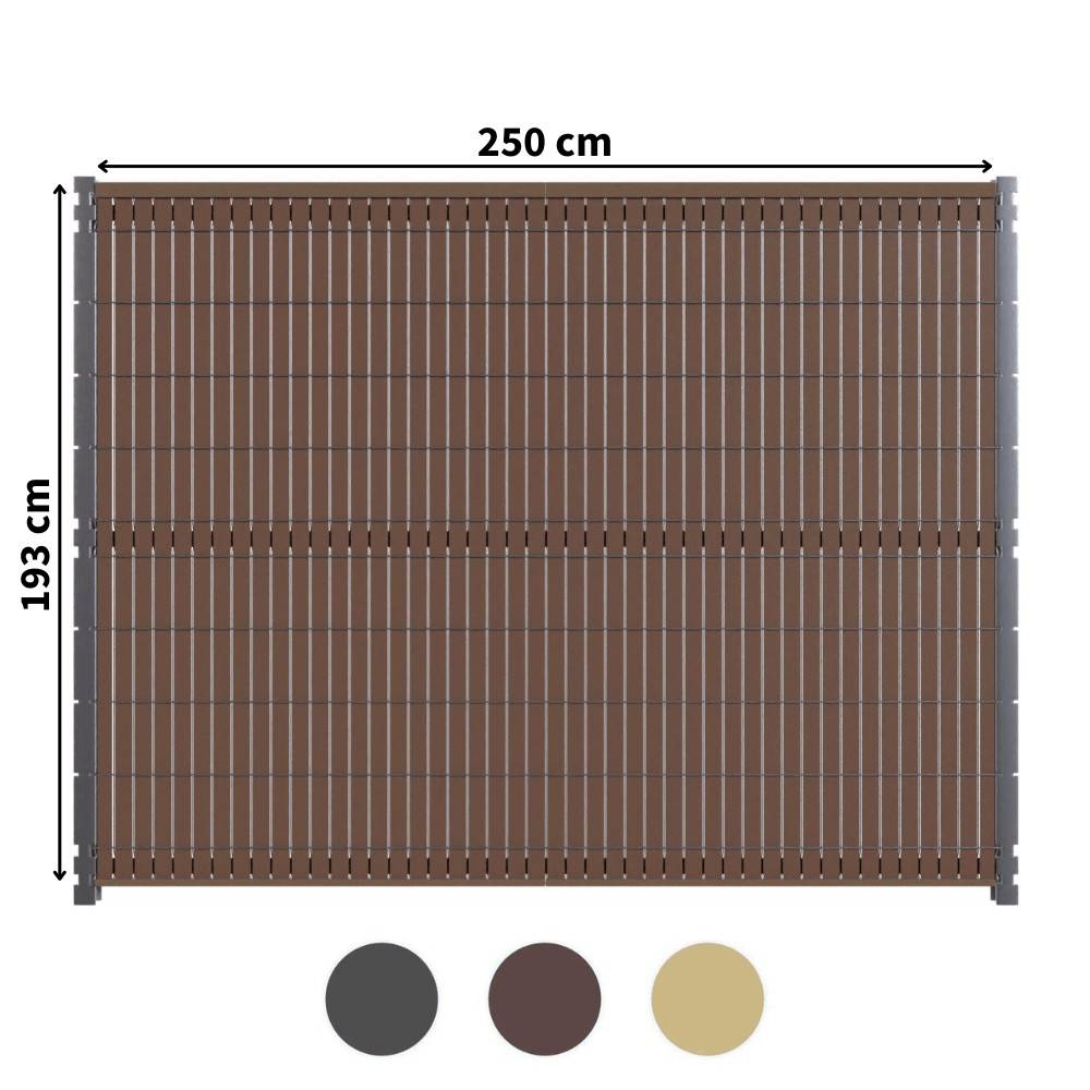 Kit Occultation Composite - L2,5 x H1,93m - Couleur : Brun - Haute Resistance - Occultant Pour Grillage Rigide - Image 1