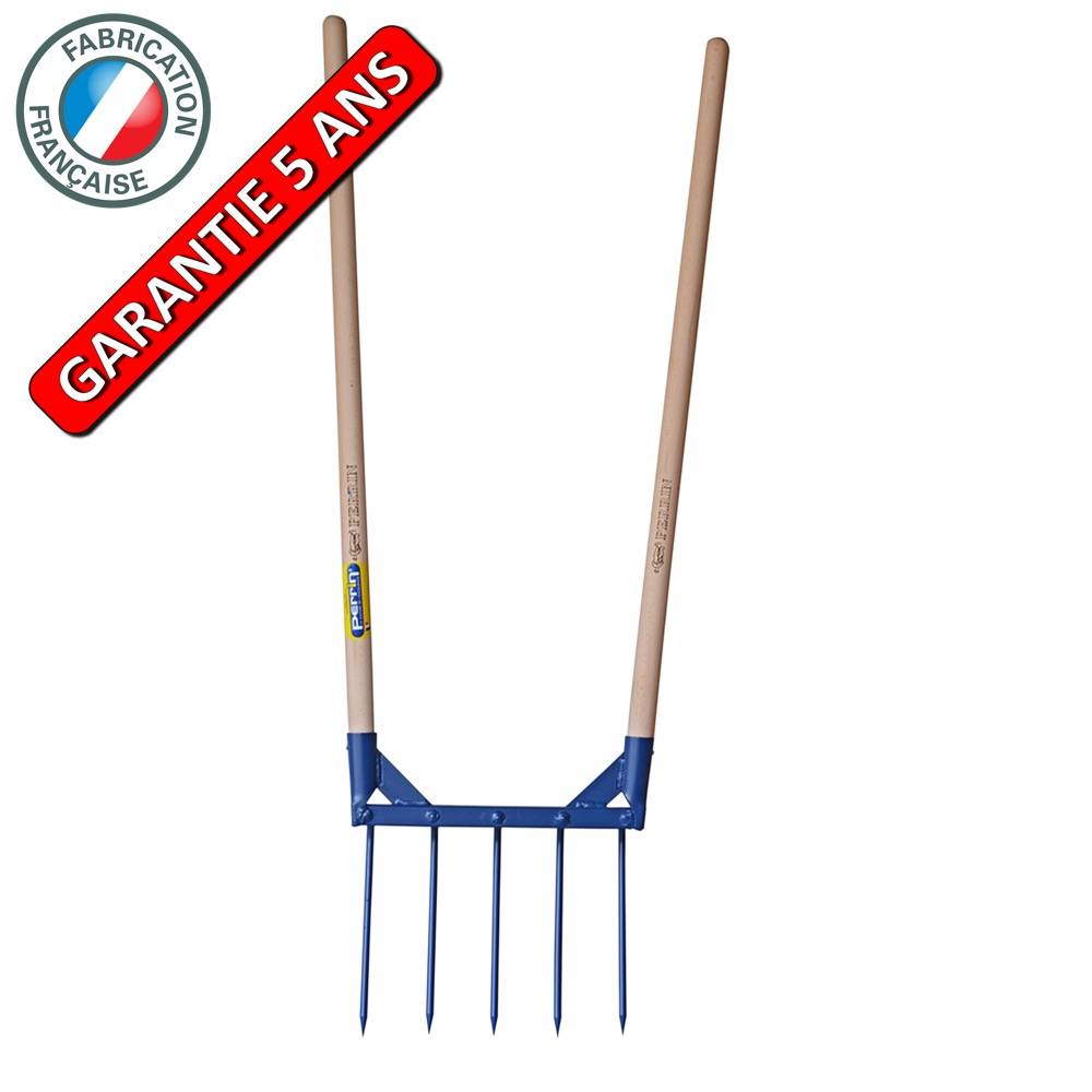 Outils Perrin - Aerogrif' 5 dents 2 manches 1,10 m, type Grelinette, outil de jardinage biologique Outils Perrin
