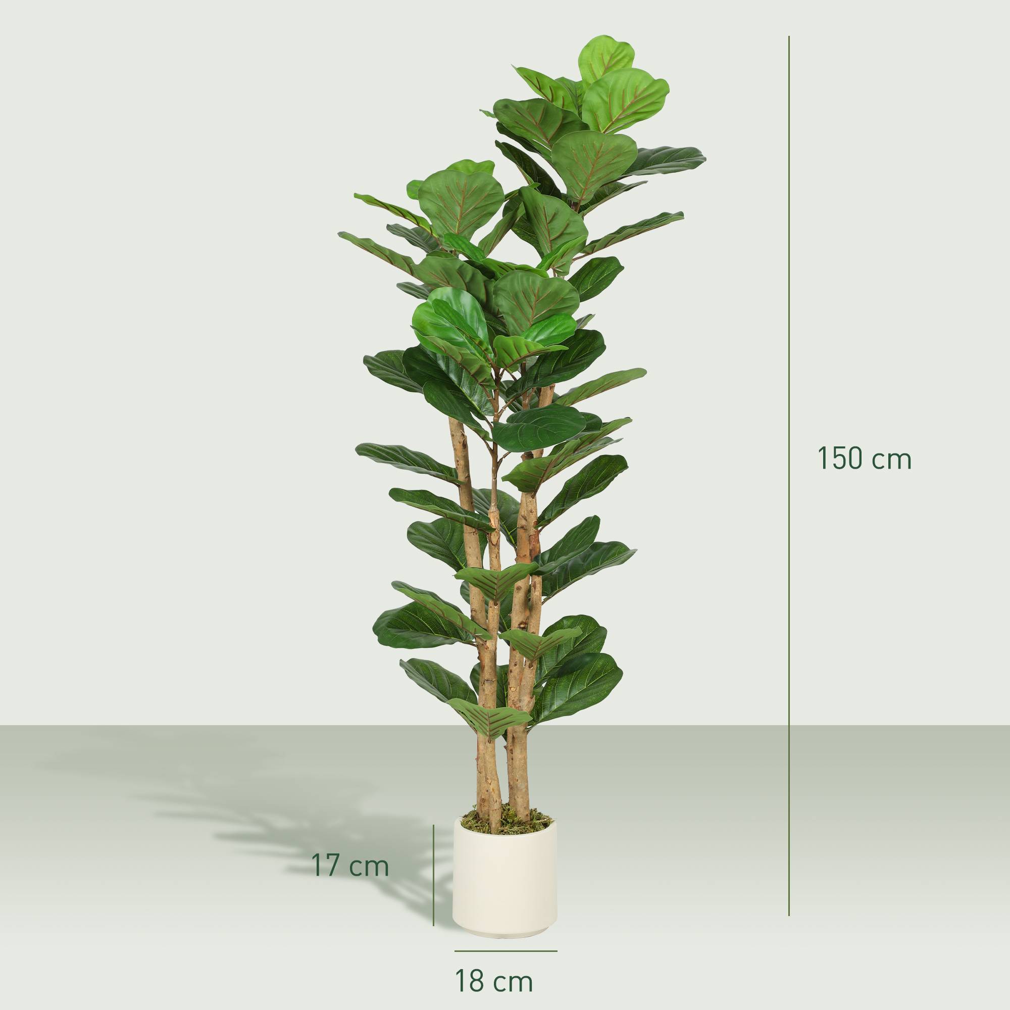 Sans Marque - Figuier artificiel vert en PEVA et bois avec pot en PP et ciment, 50 x 50 x 150 cm - Image 5
