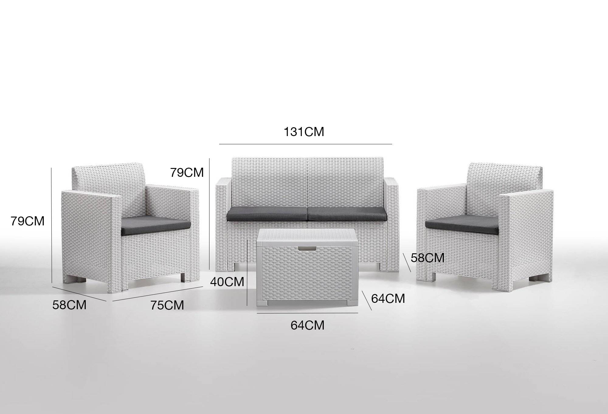 Dmora - Set salon d'extérieur Venere, Salon d'extérieur, Kit terrasse ou jardin, Composition d'un salon d'extérieur, Made in Italy, Blanc - Imagen 3