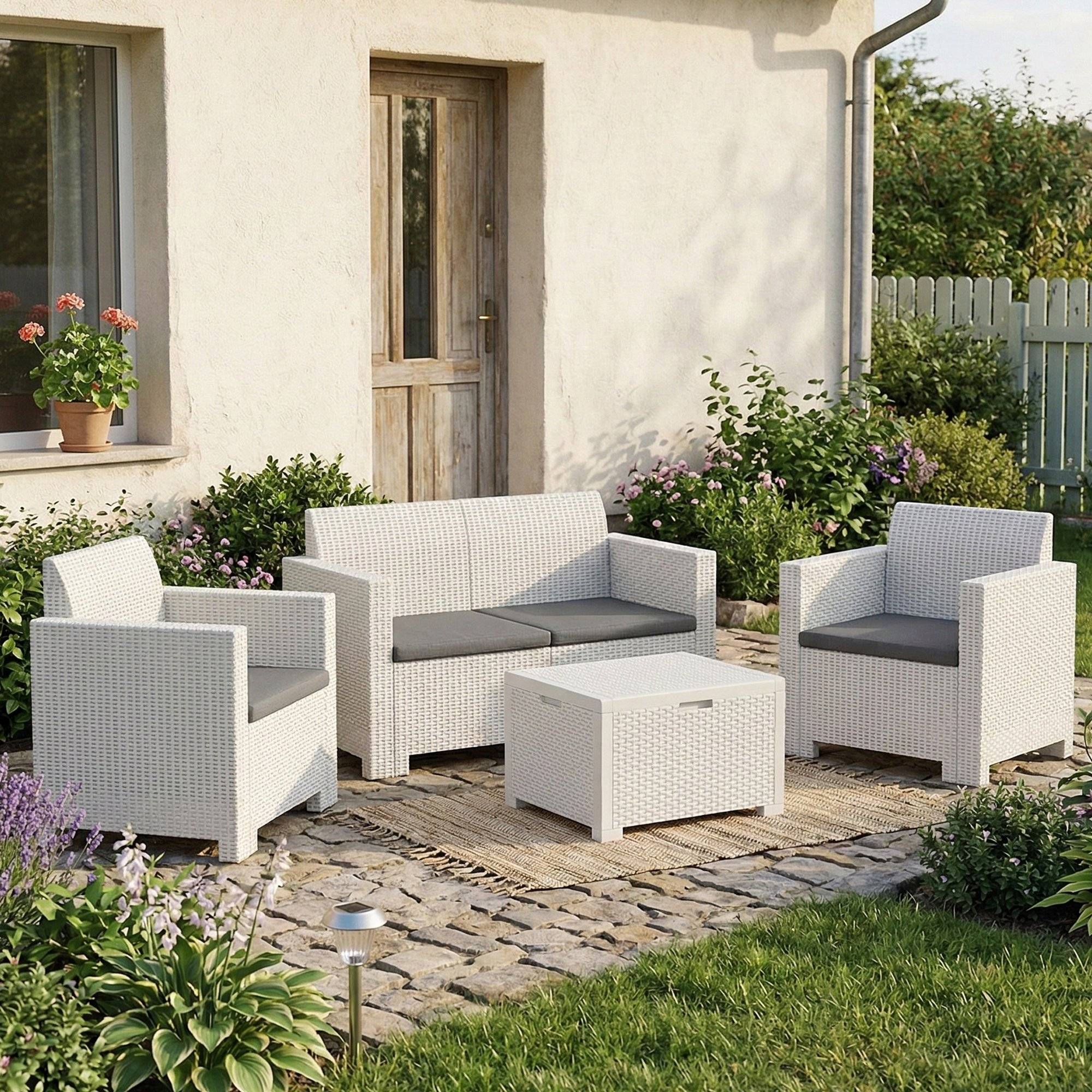Dmora - Set salon d'extérieur Venere, Salon d'extérieur, Kit terrasse ou jardin, Composition d'un salon d'extérieur, Made in Italy, Blanc - Imagen 2