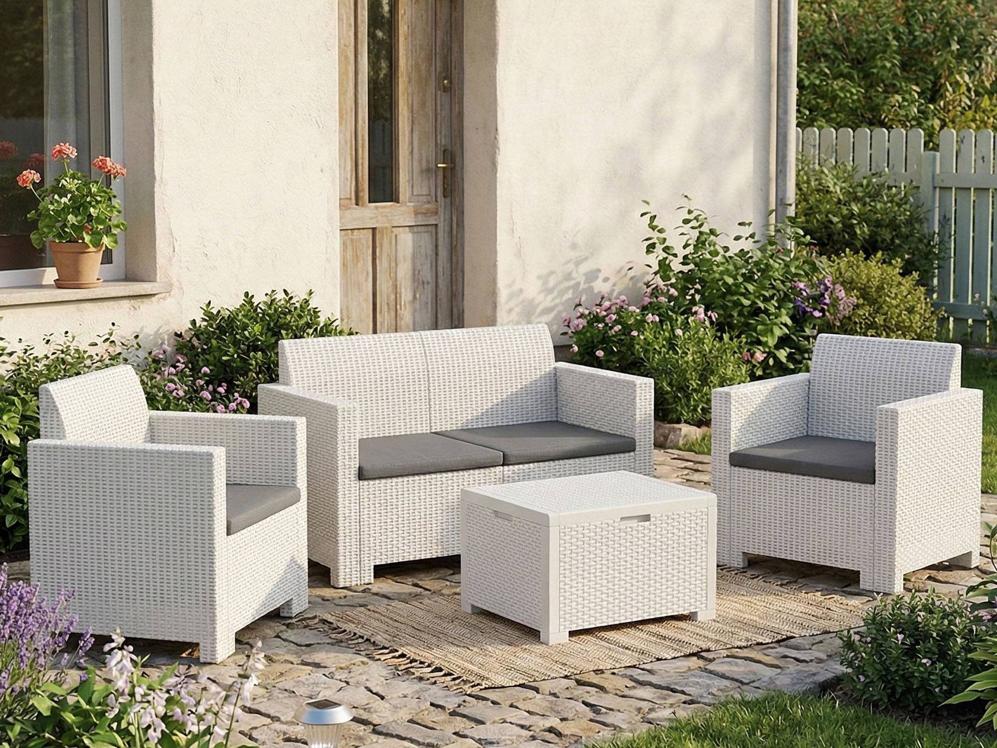 Dmora - Set salon d'extérieur Venere, Salon d'extérieur, Kit terrasse ou jardin, Composition d'un salon d'extérieur, Made in Italy, Blanc - Imagen 6