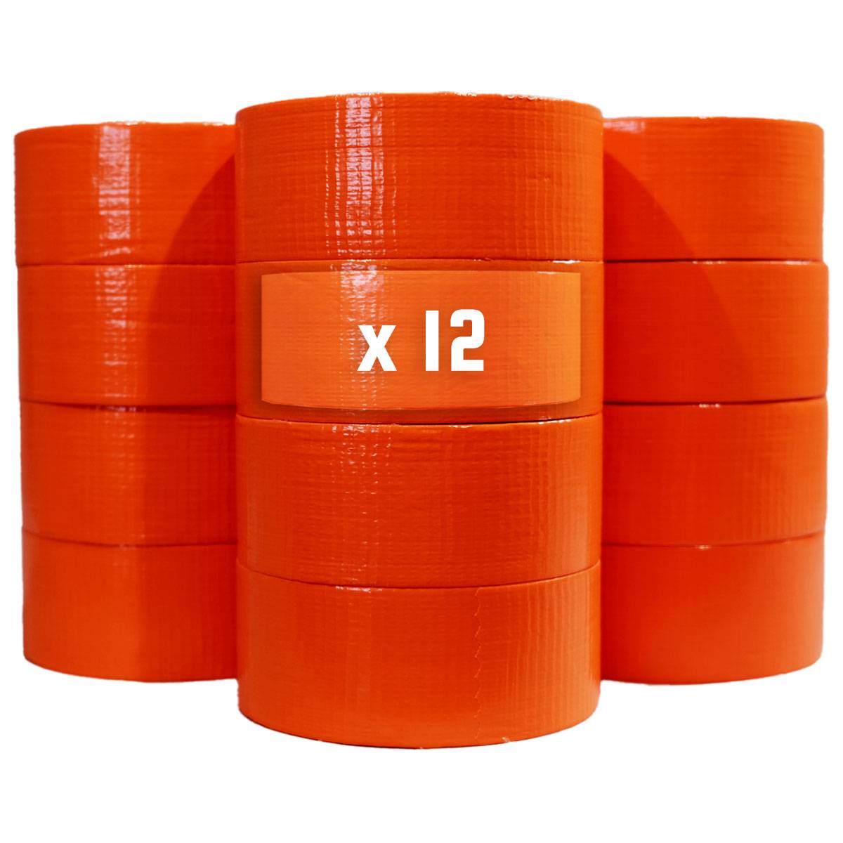 Lot de 12 Rubans adhésifs toilés orange 50 mm x 33 m - Rouleau adhésif pour fixer les bâches, fils et câbles TECPLAST - Imagen 1