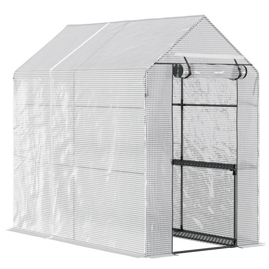 ComfortXL - Serre de jardin PE pour semis et plantations Rangement étagé 186x120cm Blanc - ComfortXL Outdoor Living - Image 1