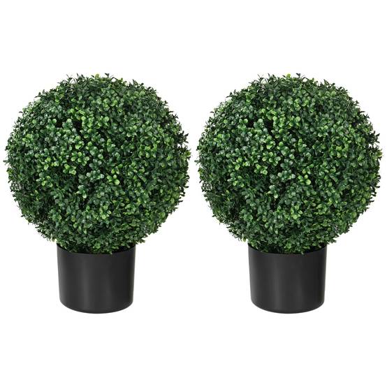 Plante artificielle de buis, forme boule, 52x40 cm, vert - Image 2
