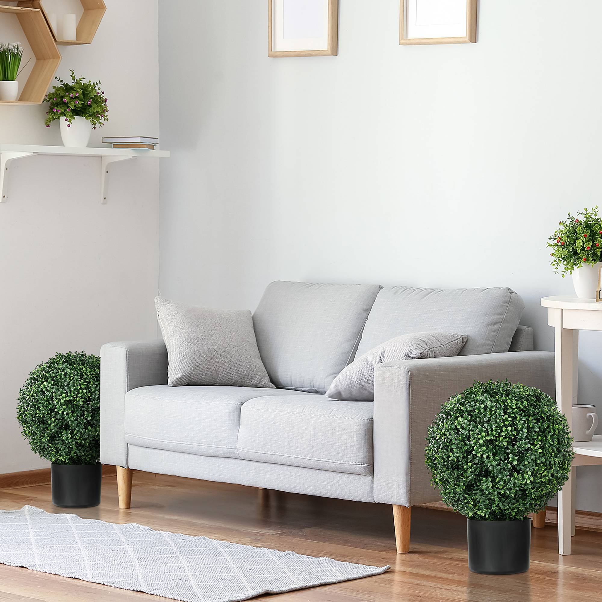 Plante artificielle de buis, forme boule, 52x40 cm, vert - Image 6
