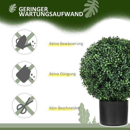 Plante artificielle de buis, forme boule, 52x40 cm, vert - Image 8