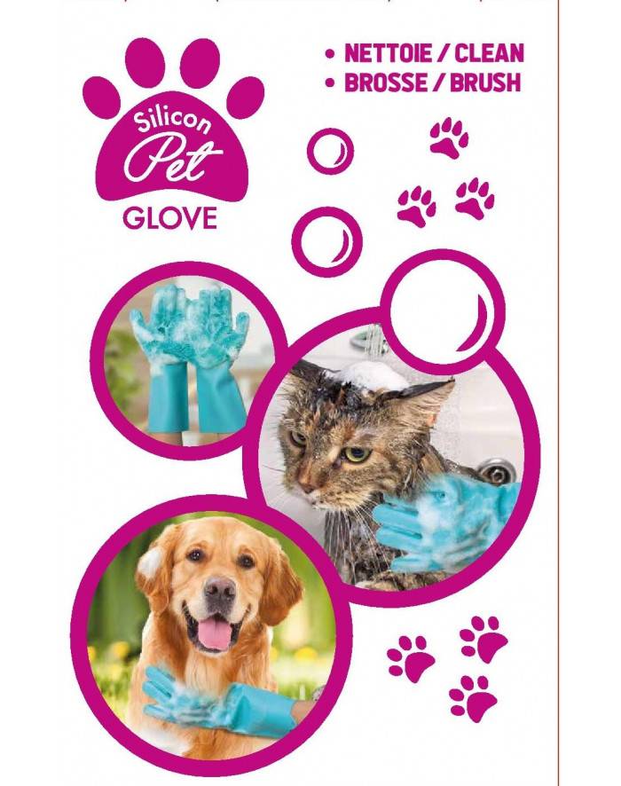 Autre - Gant de toilettage pour animaux en silicone  | Vert | Adulte | Nettoie et brosse sans douleur- VENTEO - Image 3