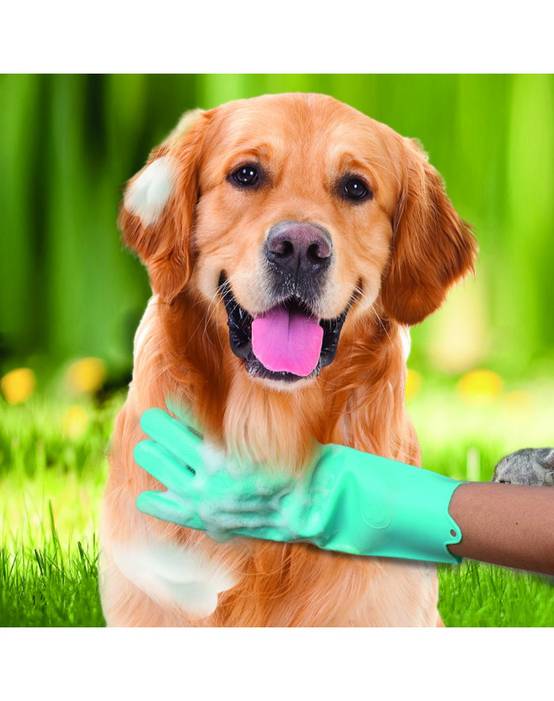 Autre - Gant de toilettage pour animaux en silicone | Vert | Adulte | Nettoie et brosse sans douleur- VENTEO - Image 2