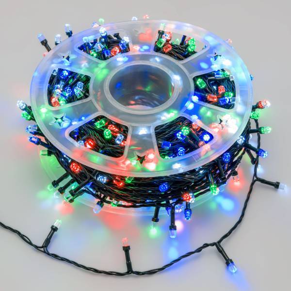 Lotti - Guirlande extérieure 50m 500 LED Diamant multicolore 8 jeux dimmable télécommande câble vert Lotti - Imagen 6