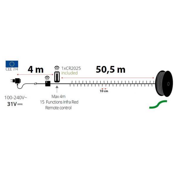 Lotti - Guirlande extérieure 50m 500 LED Diamant multicolore 8 jeux dimmable télécommande câble vert Lotti - Imagen 2