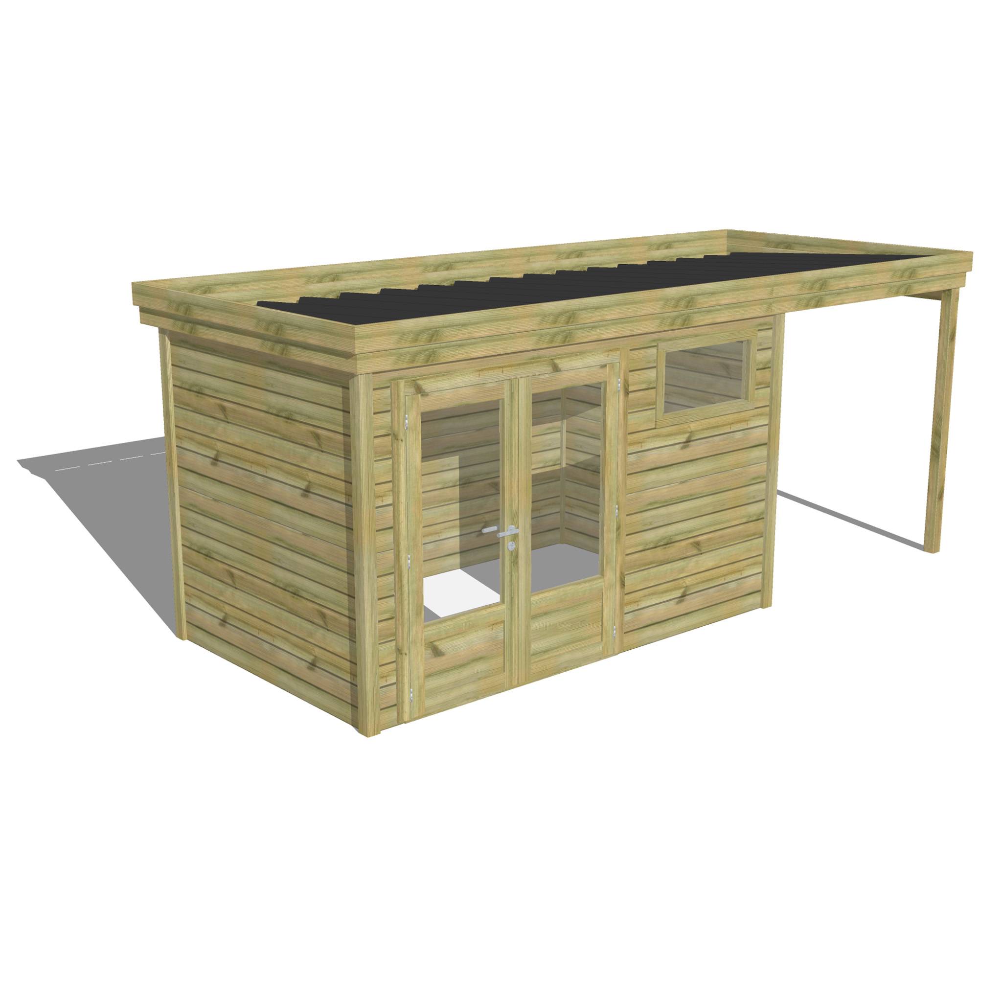 Sans Marque - ABRI DE JARDIN bois autoclave 27mm - 5,44x2,14m / 12m2 - Bac acier - Abri Français - Image 1