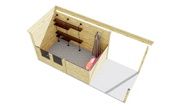 Sans Marque - ABRI DE JARDIN bois autoclave 27mm - 5,44x2,14m / 12m2 - Bac acier - Abri Français - Image 5