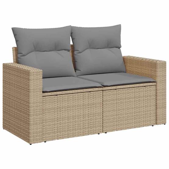 Salon de jardin 7 places beige avec accoudoirs résine tressée et bois table et rangements – ComfortXL Outdoor Living - Image 6