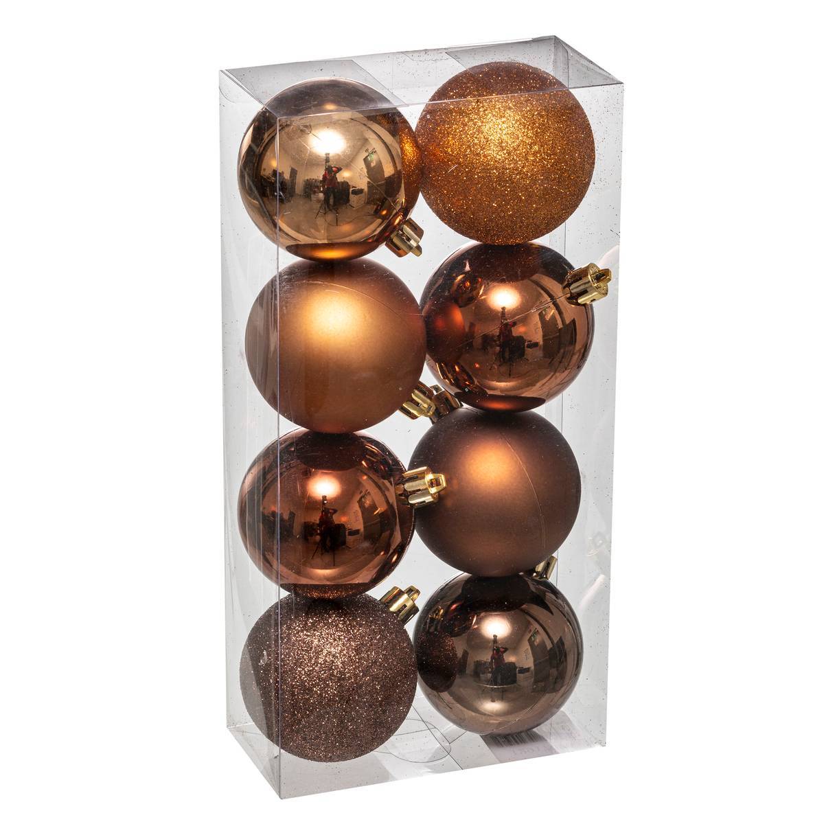 Fééric Lights & Christmas - Lot de 8 boules D.7cm bronze - Atmosphera Créateur d'intérieur