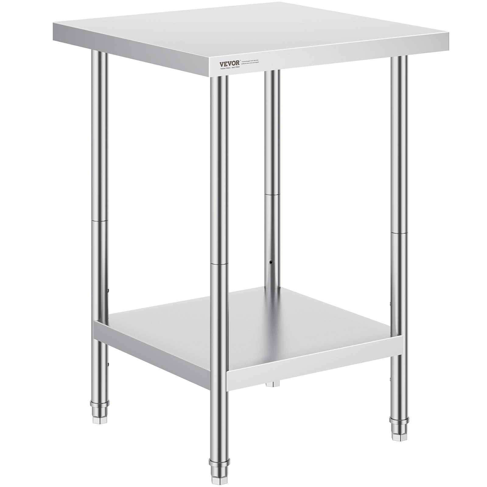 VEVOR Station de préparation métal 24"x24"x34". Supporte 700 lb, inox, 3 hauteurs. Pour cuisine, garage, commerce. - Image 1