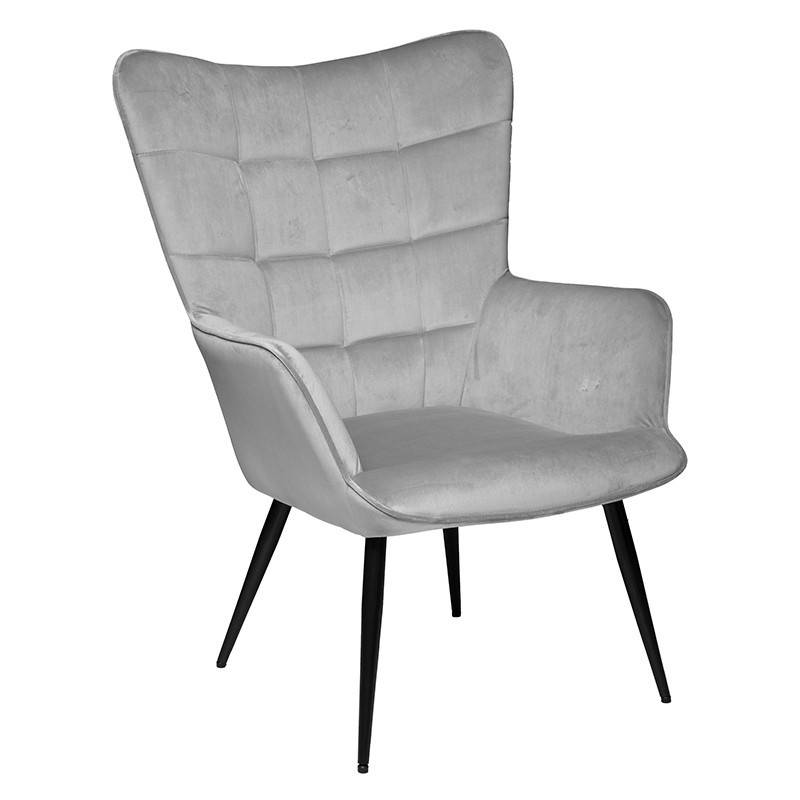 Atmosphera - Fauteuil et tabouret velours Ermine gris Atmosphera - Image 2