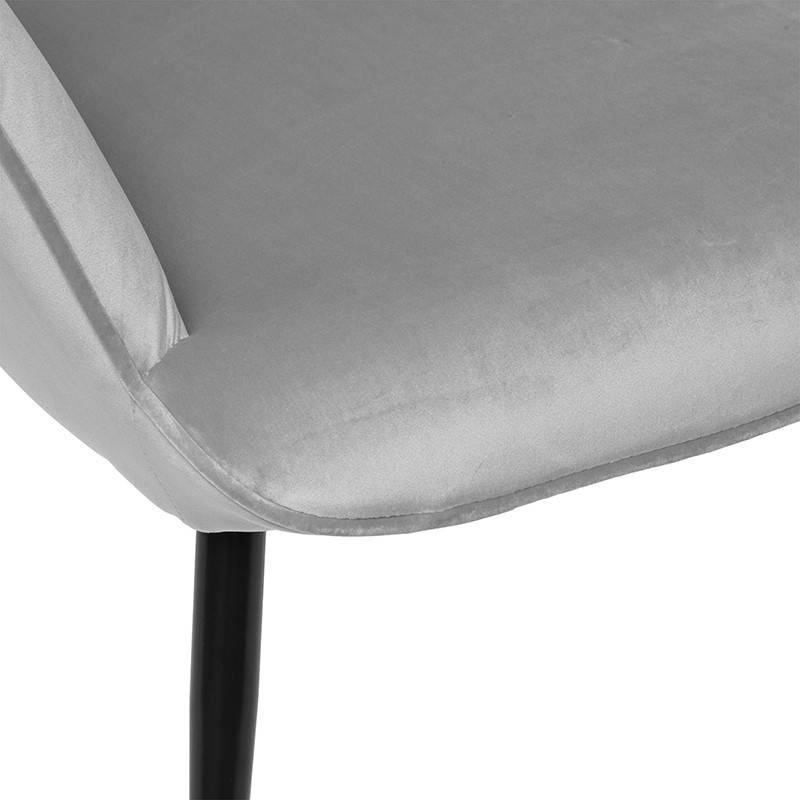 Atmosphera - Fauteuil et tabouret velours Ermine gris Atmosphera - Image 6
