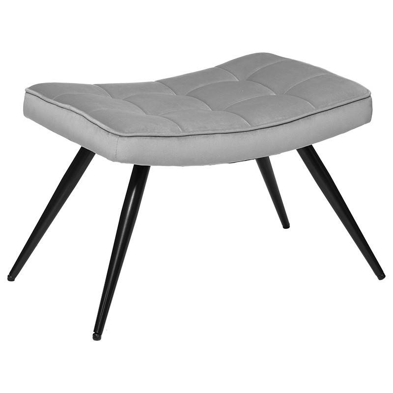 Atmosphera - Fauteuil et tabouret velours Ermine gris Atmosphera - Image 5