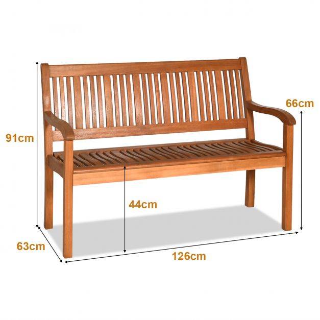 Helloshop26 - Banc de jardin en bois avec dossier et accoudoir large idéal pour balcon jardin bord de piscine 20_0004786 - Imagen 2