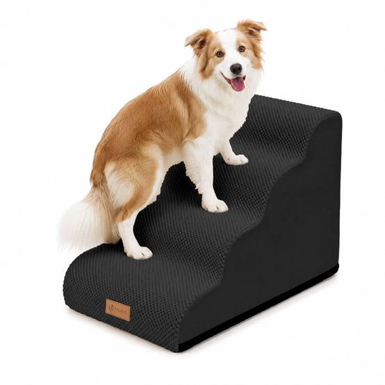 Vounot - Escalier pour chien et chat en mousse haute densite et housse lavable 72x40x50cm noir - Image 1