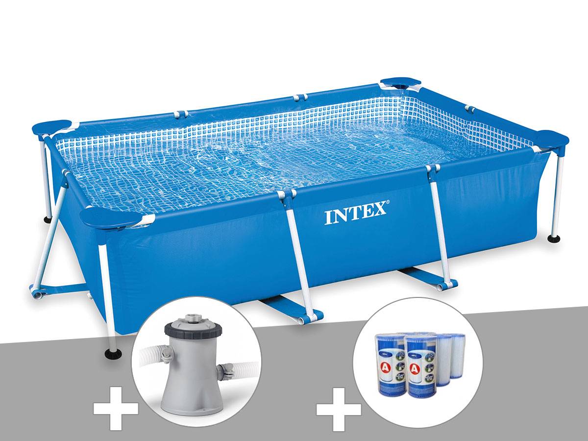 Kit piscine tubulaire rectangulaire Intex 3,00 x 2,00 x 0,75 m + Filtration à cartouche + 6 cartouches de filtration - Image 2