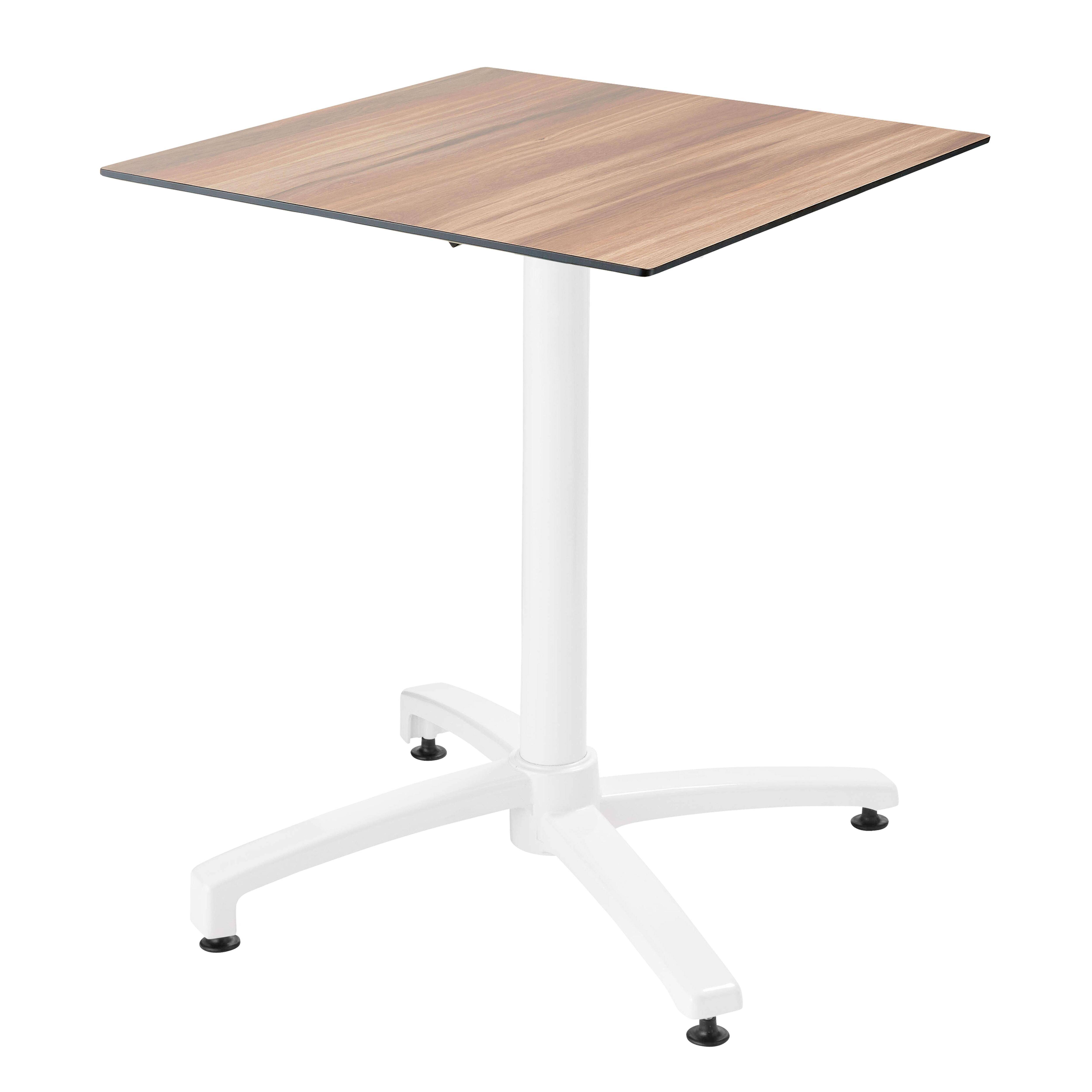 Oviala - Ensemble table 60 cm chêne foncé et 4 chaises en métal blanc - Oviala - Imagen 2