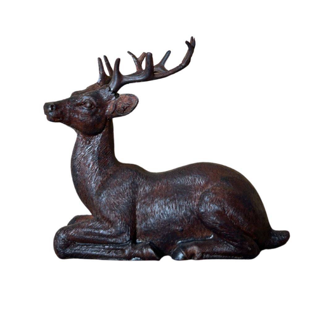 ~ Statue statuette extérieure jardin cerf résine marron 11.5cm Chemin de campagne - Imagen 1