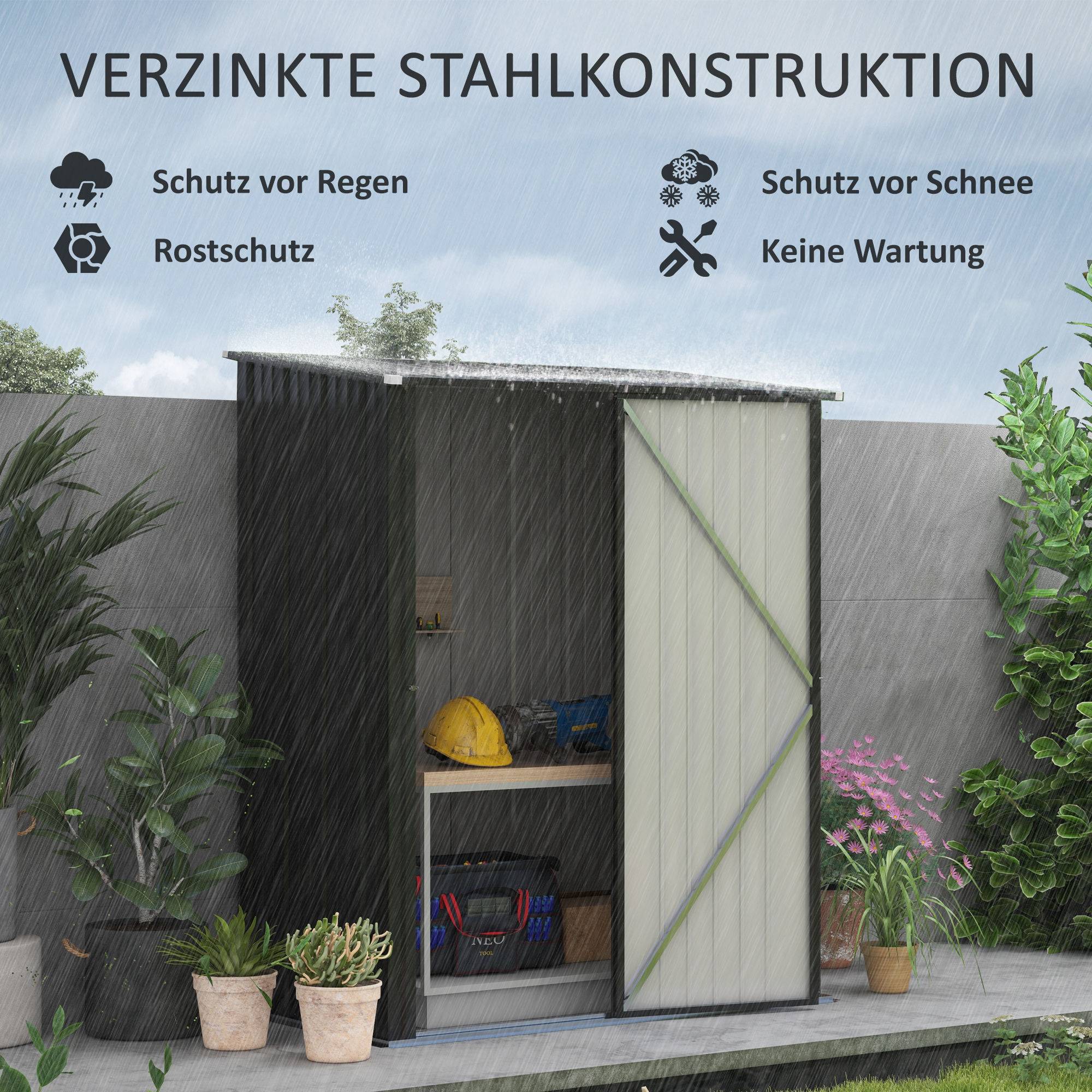 Abri Jardin Métal Acier Galvanisé Toit Pente Rangement Outils 1,34m² Noir - ComfortXL Outdoor Living - Image 4