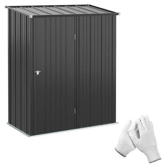 Abri Jardin Métal Acier Galvanisé Toit Pente Rangement Outils 1,34m² Noir - ComfortXL Outdoor Living - Image 2