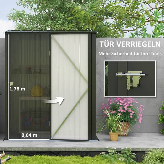 Abri Jardin Métal Acier Galvanisé Toit Pente Rangement Outils 1,34m² Noir - ComfortXL Outdoor Living - Image 5