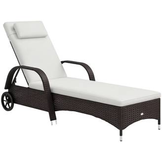 Bain de soleil résine tressée marron et crème 200 x 73 x 103 cm - PANGIVO