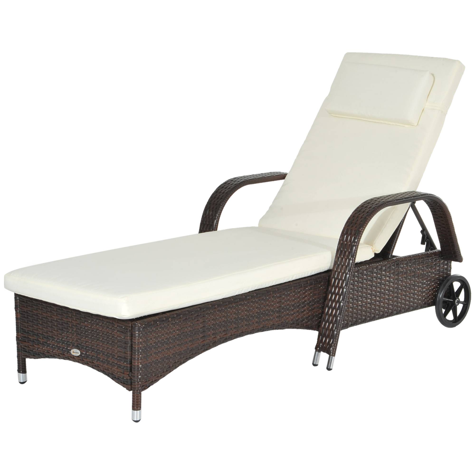 Bain de soleil résine tressée marron et crème 200 x 73 x 103 cm - PANGIVO - Image 2