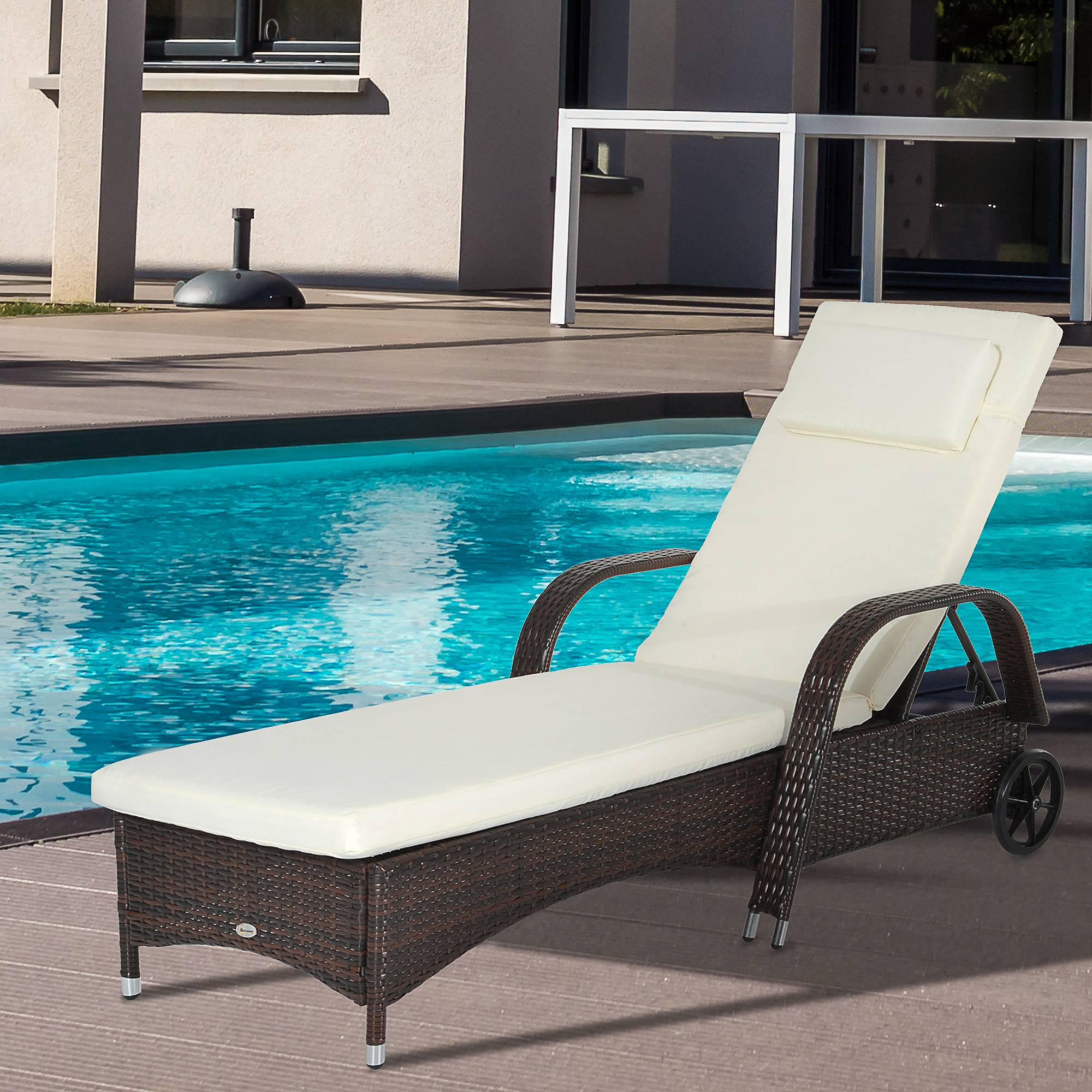 Bain de soleil résine tressée marron et crème 200 x 73 x 103 cm - PANGIVO - Image 4