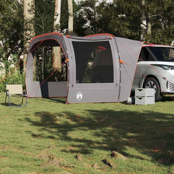 Abri de Coffre pour Voiture Auvent en Polyester Imperméable pour Van et SUV Gris et Orange – ComfortXL Outdoor Living - Image 3