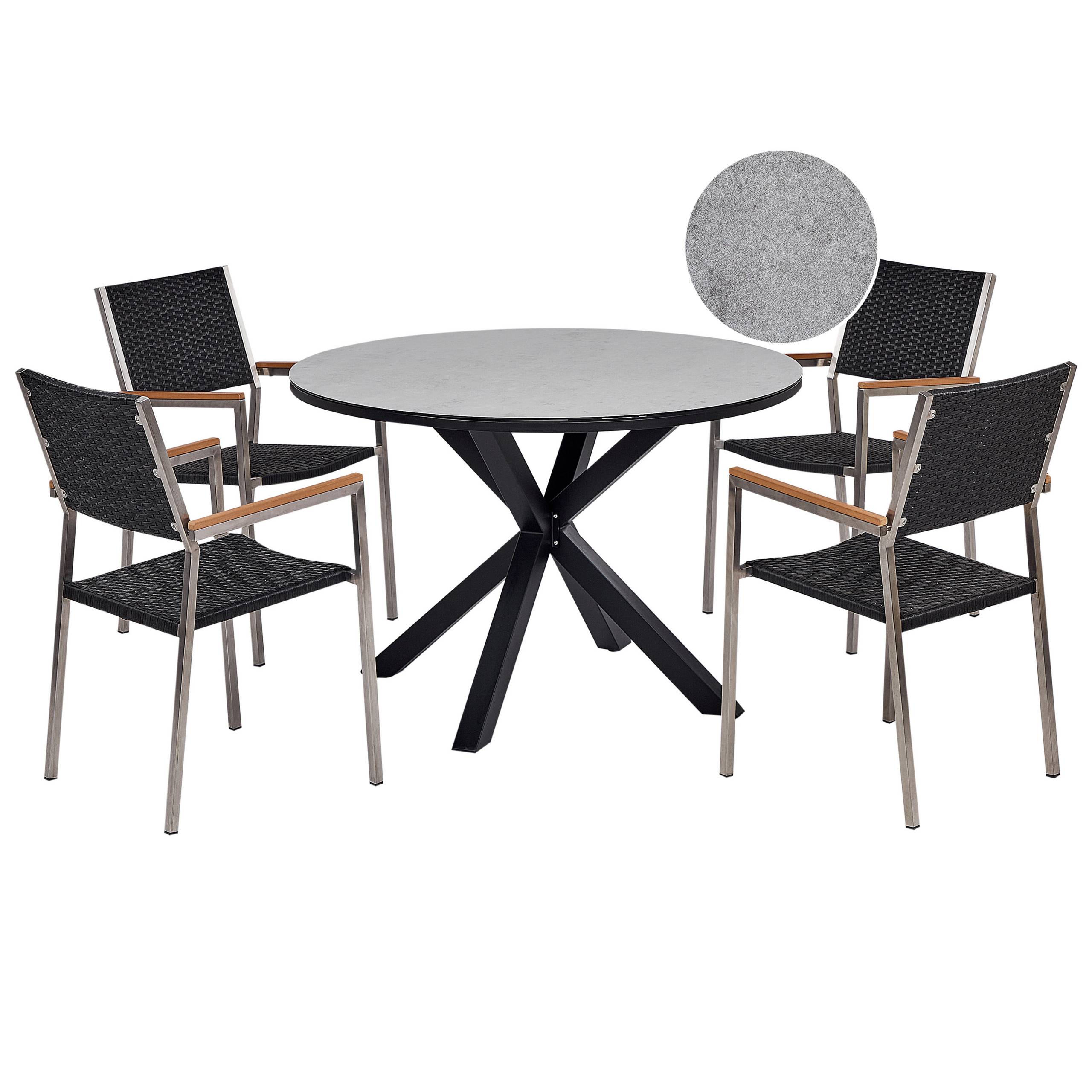 Beliani - Set de salle à manger, 4 Personnes Aluminium Gris/noir MALETTO/GROSSETO - Beliani - Imagen 2