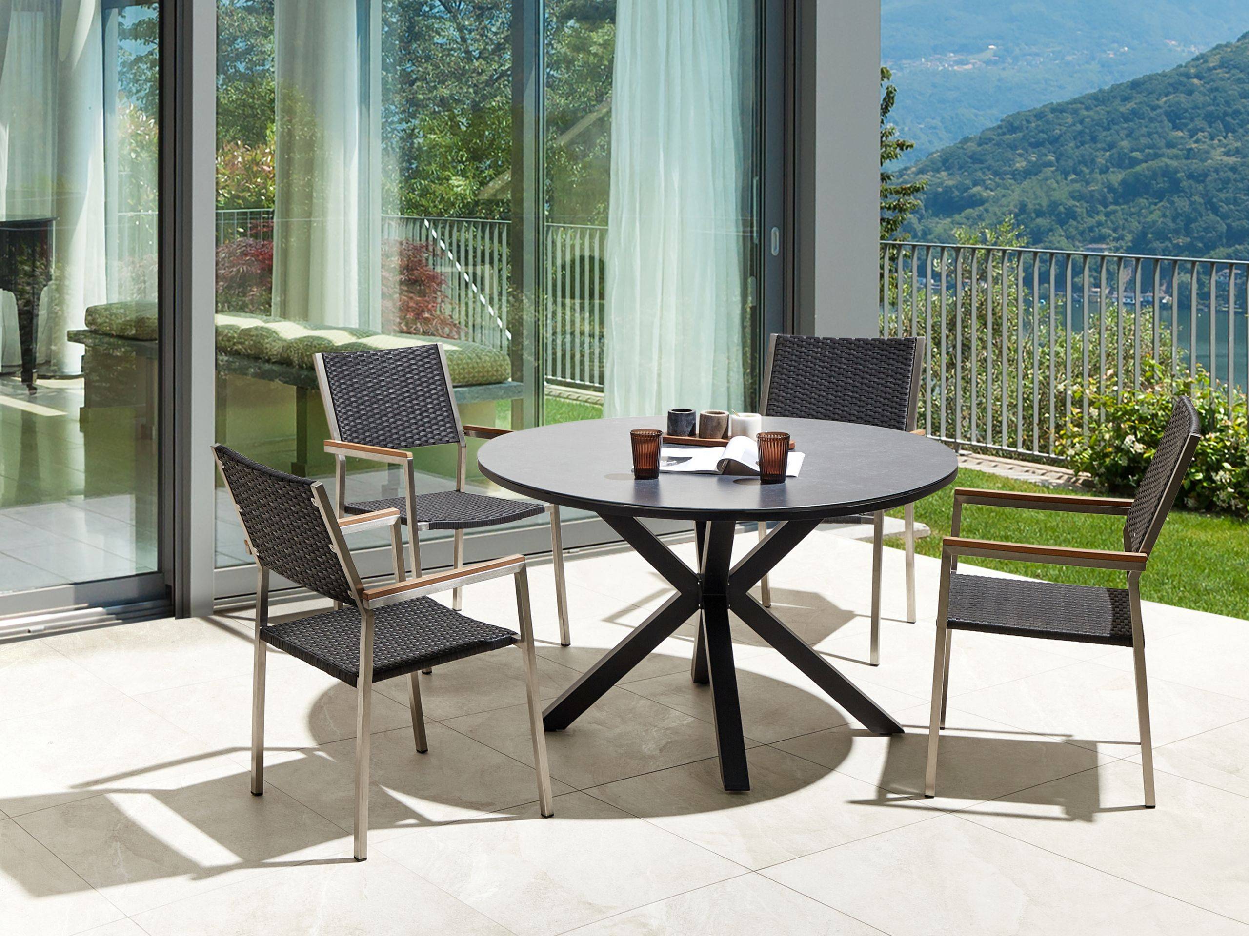 Beliani - Set de salle à manger, 4 Personnes Aluminium Gris/noir MALETTO/GROSSETO - Beliani - Imagen 1